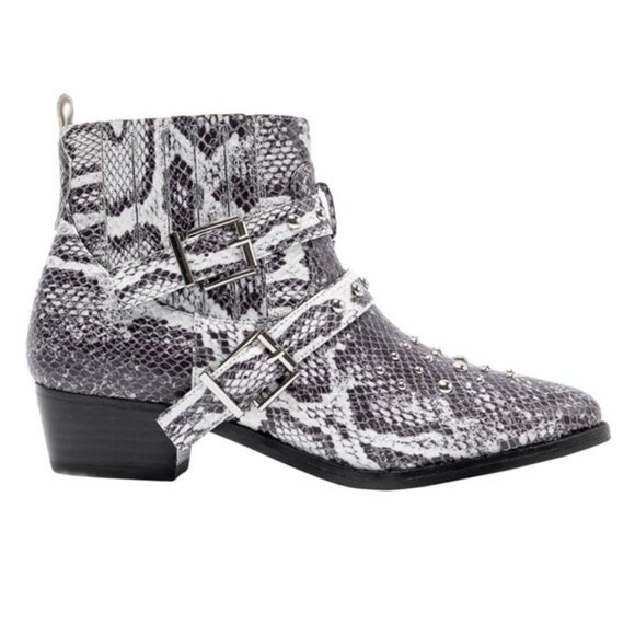 NIB [JANE AND THE SHOE] Cindy Snakeskin Pointed Ankle Booties Women's Sz 6.5 - Picture 2 of 11